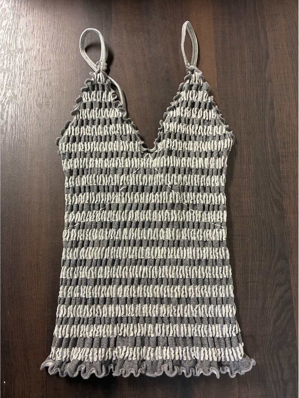 Intimately Free People XS/S Gray Ruched Bralette Cami Y2K Textured Tank Top